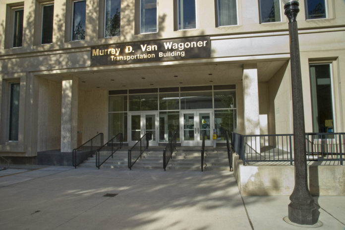 Outside of the Murray D. Van Wagoner Building.