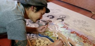 Chris Huang working on art