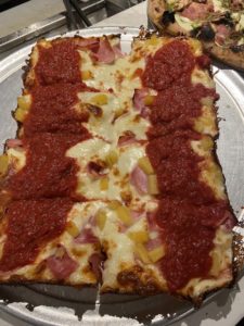 A slice of pizza from Coratti.