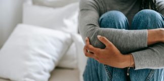 A person in the fetal position.