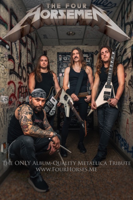 A graphic of the FourHorsemen band.