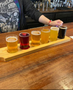 A photo of a beer flight.