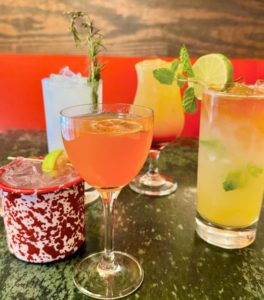 Cocktails and margaritas from a restaurant.