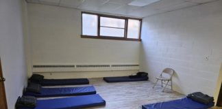 A shelter house interior view.