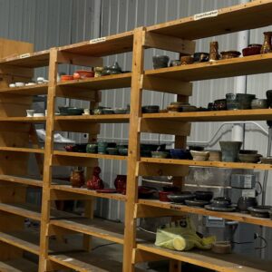 Shelf of pottery