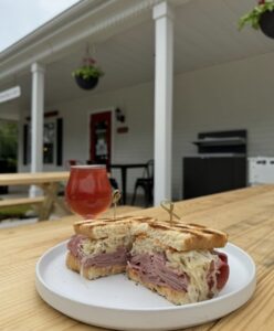 A corned beef Rueben