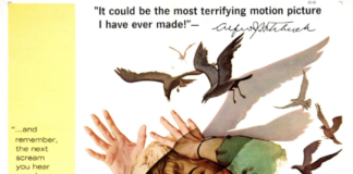 Movie poster of "The Birds."