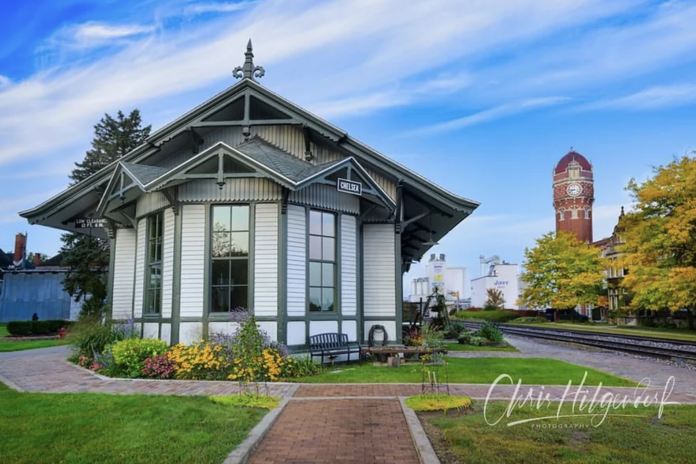 Historic train depot in summer