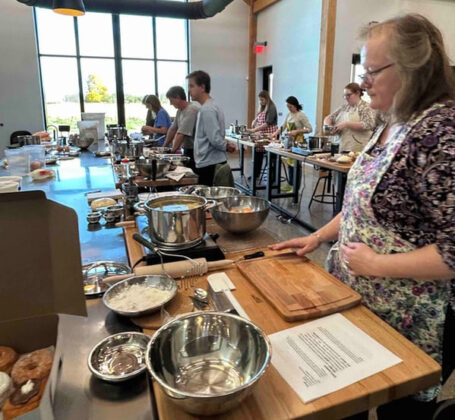 group in cooking demo kitchen