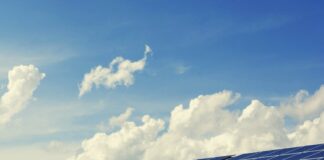 Solar panels against sky