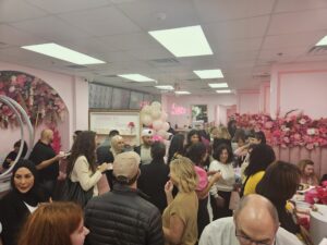 crowded pink room