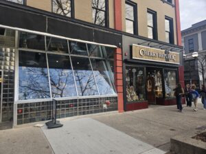 exterior of storefront downtown
