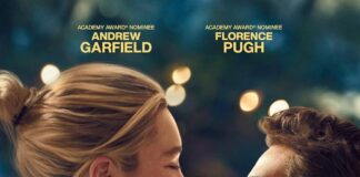 Couple smiling in movie poster