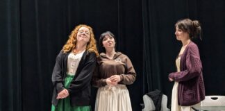 Three actors on stage