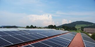 Solar panels on red roof