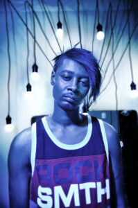 Man in blue lighting