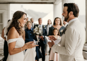 Couple sharing vows on wedding