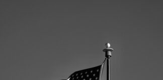 Black and white American flag