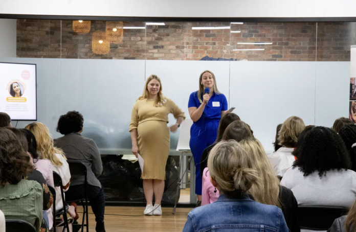 Alison Todak (left) and Kristina Oberly (right) speaking at the 2024 Shine On Summit.