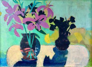 "Lilies and Roses," an oil on canvas painting by Sarah Innes. Provided by the Washington Street Gallery.