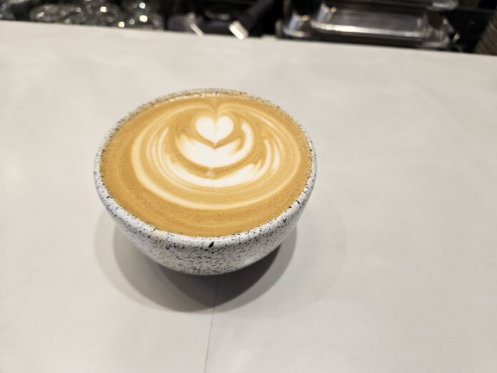 The latte at Curious Coffee. Photo by Drew Saunders.
