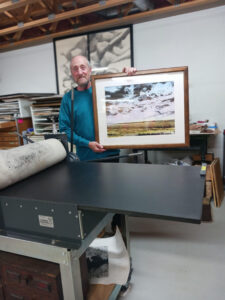 Dennis Gordon in his studio. Photo taken by his wife, June Gordon.