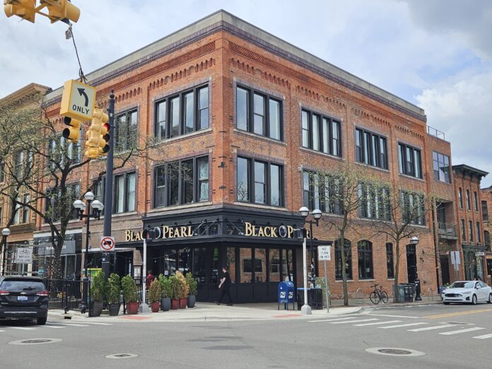 The Black Pearl is now taking up two thirds of the southwestern corner of the intersection of Main and Liberty. Photo by Drew Saunders.