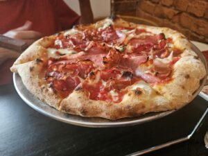 The misto salami pizza from Corrati's Ann Arbor. Photograph by Drew Saunders.