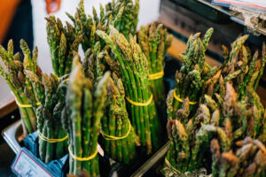 Bundled asparagus stalks for sale