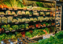Wide assortment of refrigerated produce for sale