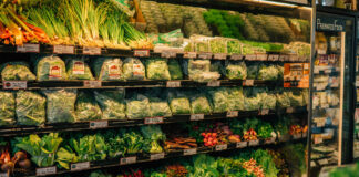 Wide assortment of refrigerated produce for sale