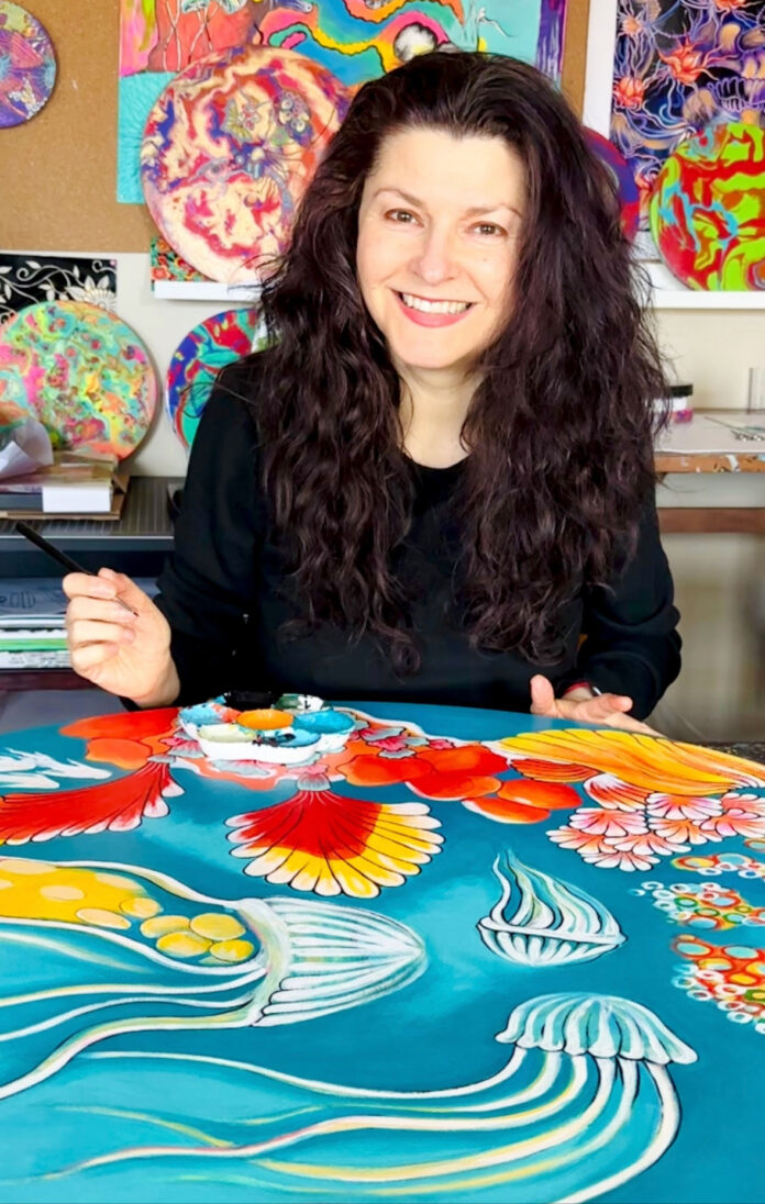 Hava Gurevich at work. The photo was provided by the artist.