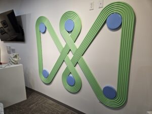 Teachers and Students features art from teachers too, like this wall art from Erika Cross. Photo by Drew Saunders.