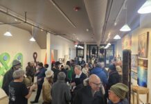 The opening recenption of “Artists and Their Teachers: the Power of Mentorship in the Transfer of Ideas” in the former CultureVerse gallery on Dec. 5. Photo by Drew Saunders.