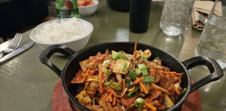 Bori's Hot Pot with rice. Photo by Drew Saunders.