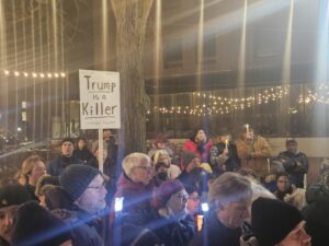 Another part of the crowds in Liberty Plaza, Ann Arbor. Photo by Drew Saunders.