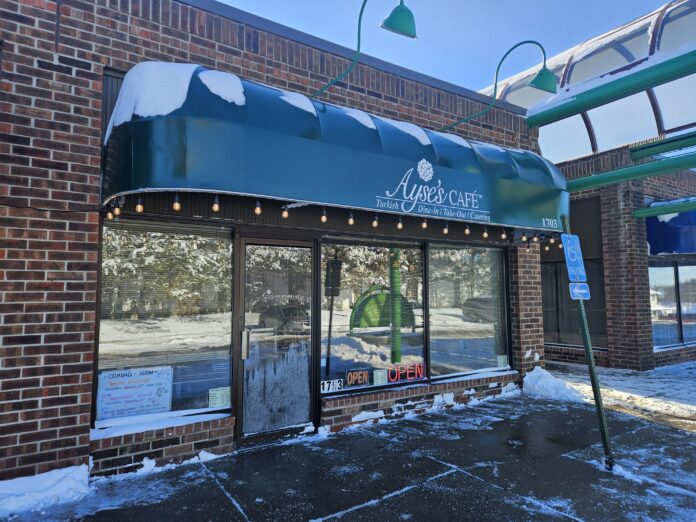 The front of Ayse's. The best way to approach it by car is to turn north from Plymouth Road onto Upland Drive, then turn left at the second driveway. Photo by Drew Saunders.