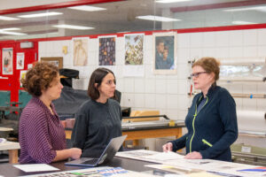 Julie Ault speaking with UMMA employees. Image credit: UMMA