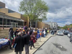 The tables at the May 1 resource rally. Photo by Drew Saunders.