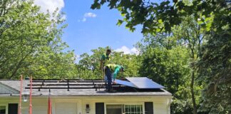 Installation of solar panels for A2's SEU program. Photo by Drew Saunders.