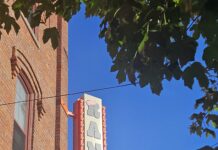 The Ranch Honky Tonk sign above the corner of Washington and Ashley. Photo by Drew Saunders.