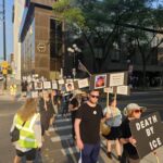 Ann Arbor Indivisible Protests the Deaths of Lorenzo Salgado Araujo and Joan Sebastian Guerrero with a Silent March The vanguard of the Ann Arbor Indivisible silent protest march on July 25. Photo by Drew Saunders